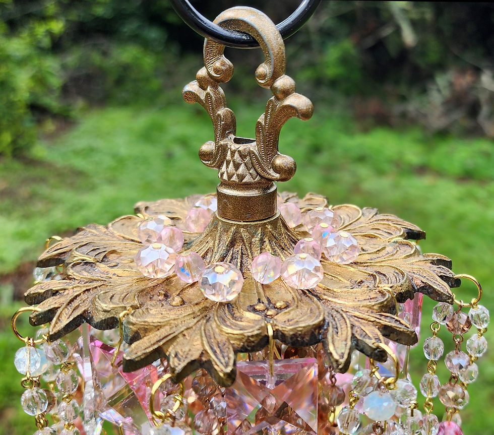 Thumbnail: Pink and Copper Vintage Crystal Wind Chime