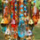 Thumbnail: Orange, Lake Blue, Brilliant Gold Antique Crystal Wind Chime