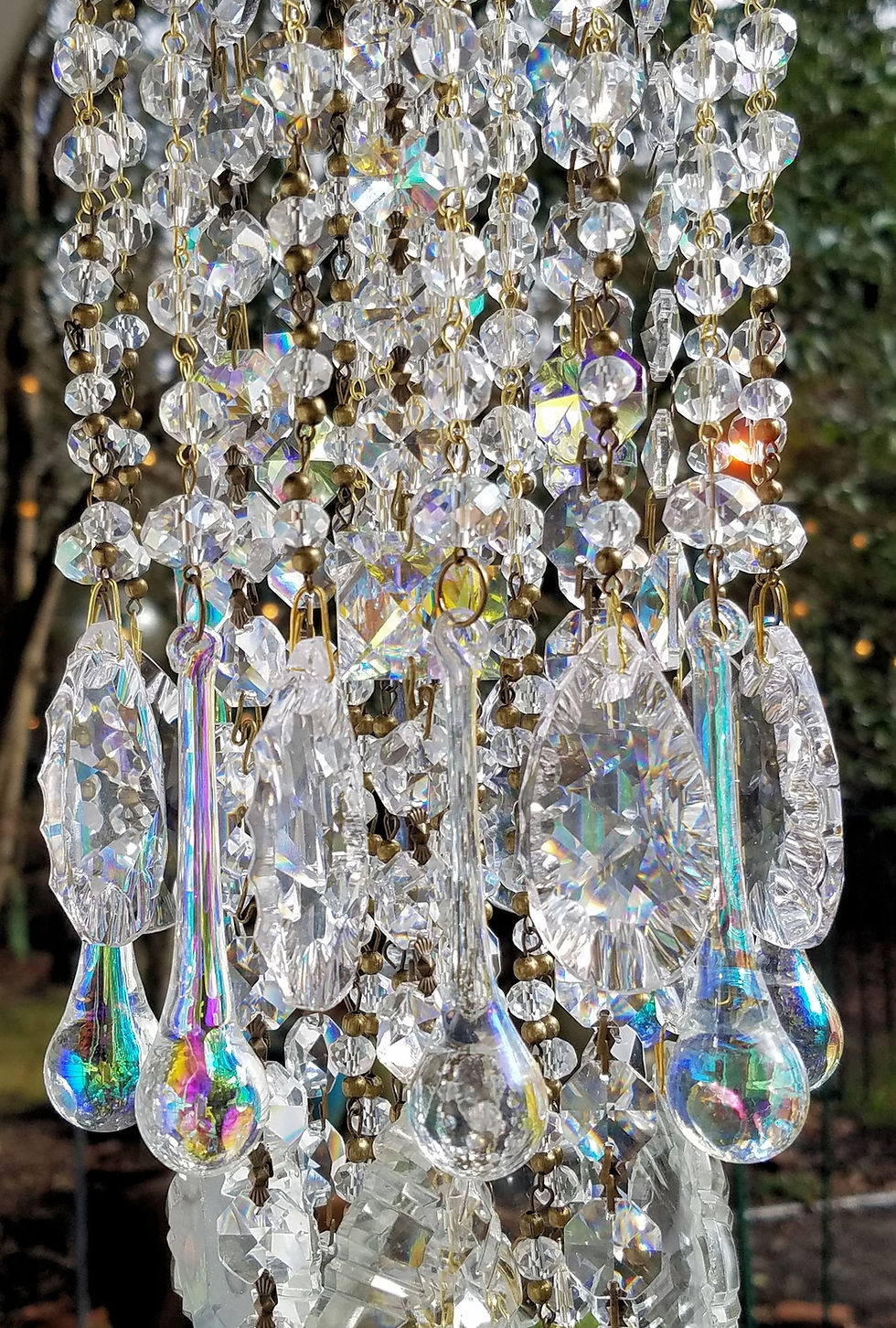Thumbnail: Clear and Aurora Borealis Antique Crystal Wind Chime