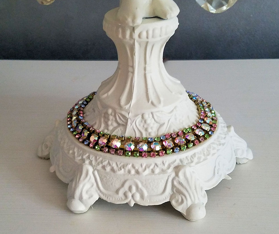 Thumbnail: Vintage Cherub and Crystal Candelabra/Table Chandelier
