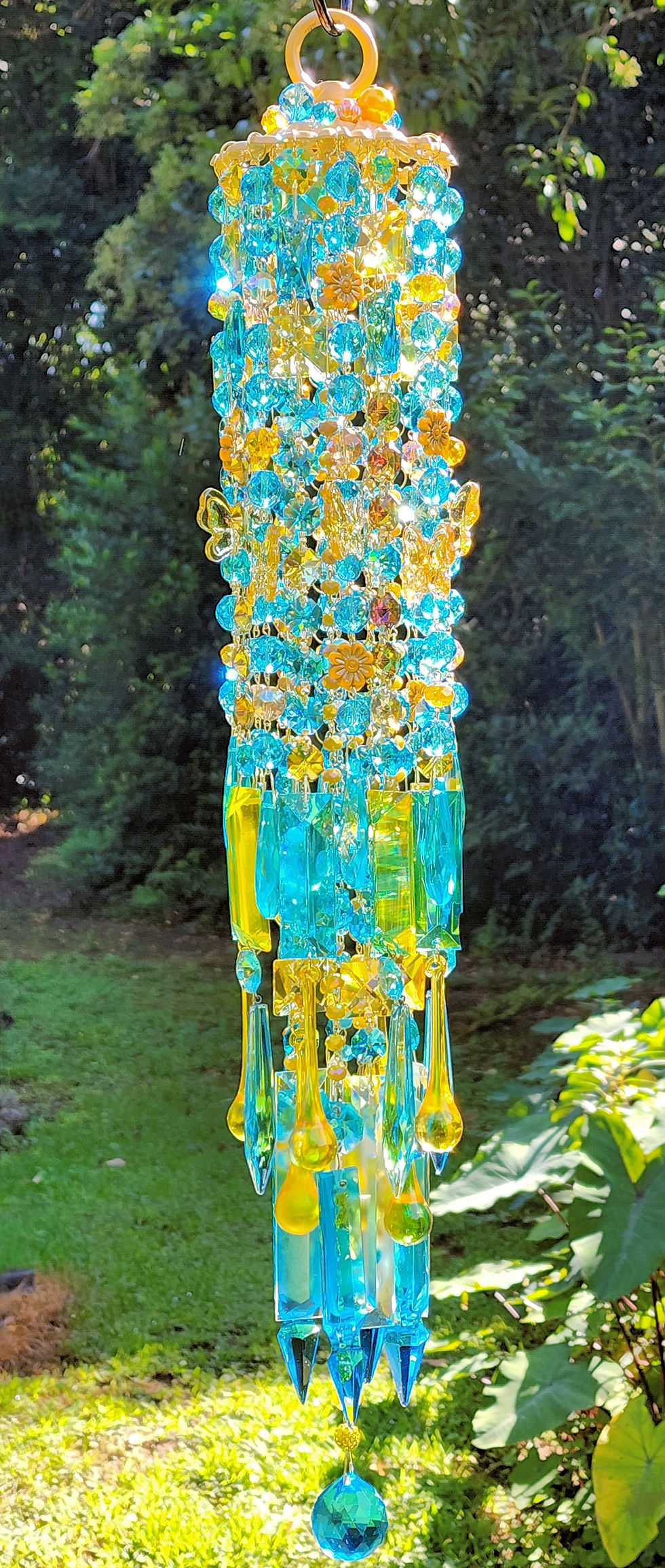 Thumbnail: Lake Blue and Dark Yellow Antique Crystal Wind Chime