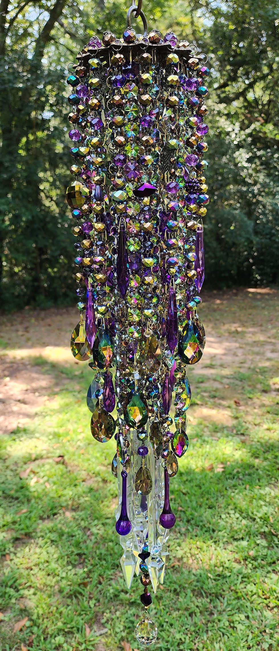 Thumbnail: Vitrail and Purple Antique Crystal Wind Chime