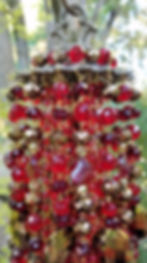 Thumbnail: Ruby Red and Coppery Bronze Antique Crystal Wind Chime