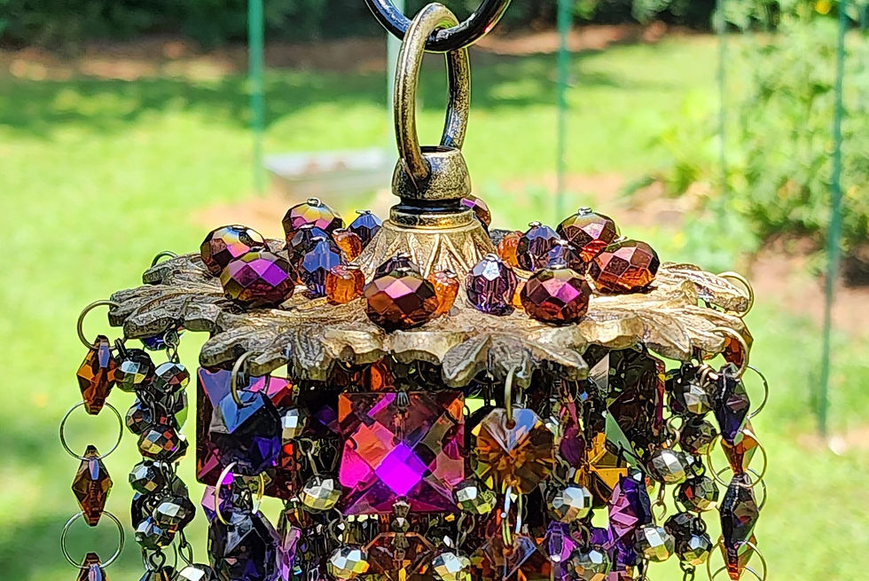Thumbnail: Purple, Amber, Volcano, Gold, and Honey Antique Crystal Wind Chime