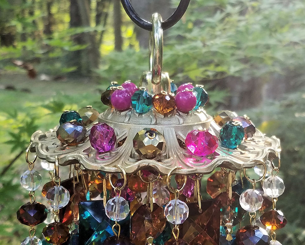 Thumbnail: Teal, Magenta, Topaz Antique Crystal Wind Chime
