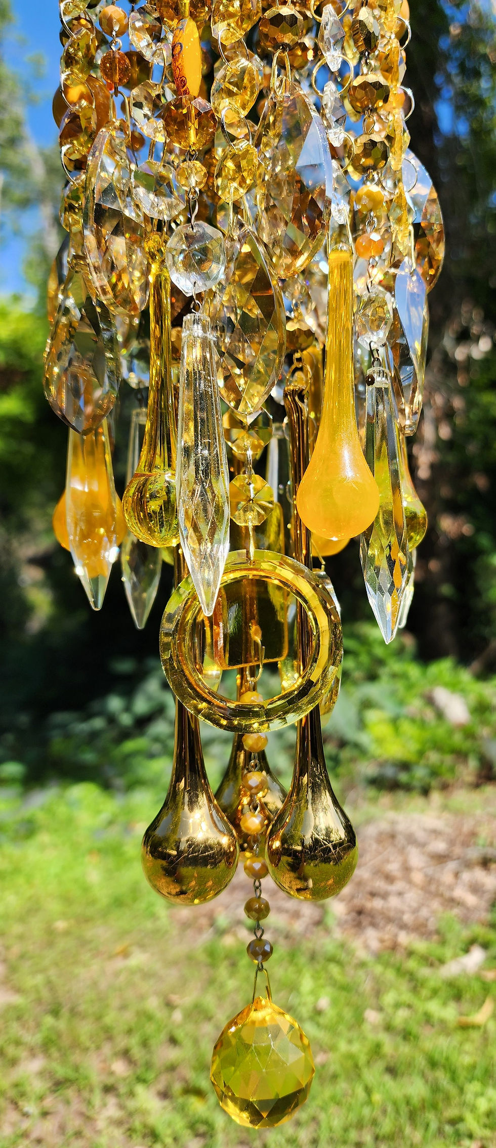 Thumbnail: Multi Dark Yellow Vintage Crystal Wind Chime