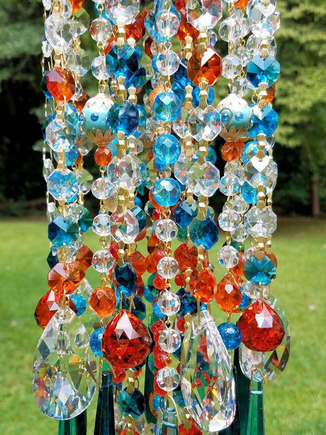 Thumbnail: Orange and Turquoise Antique Crystal Wind Chime