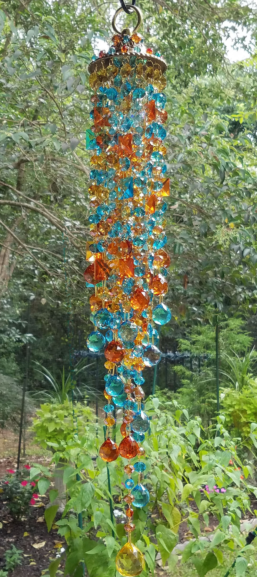 Thumbnail: Aqua and Orange Crystal Balls Sun Catcher