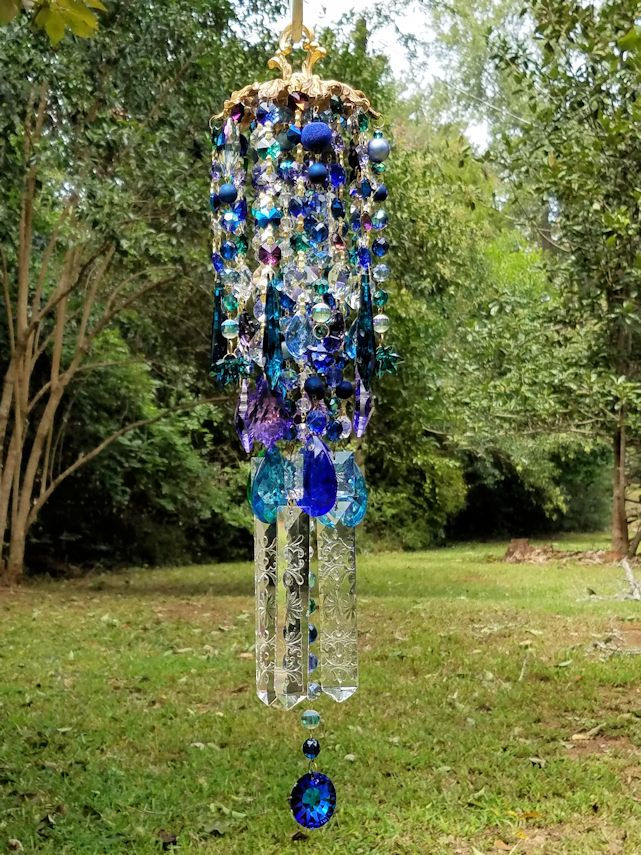 Blue Midnight Antique Crystal Wind Chime