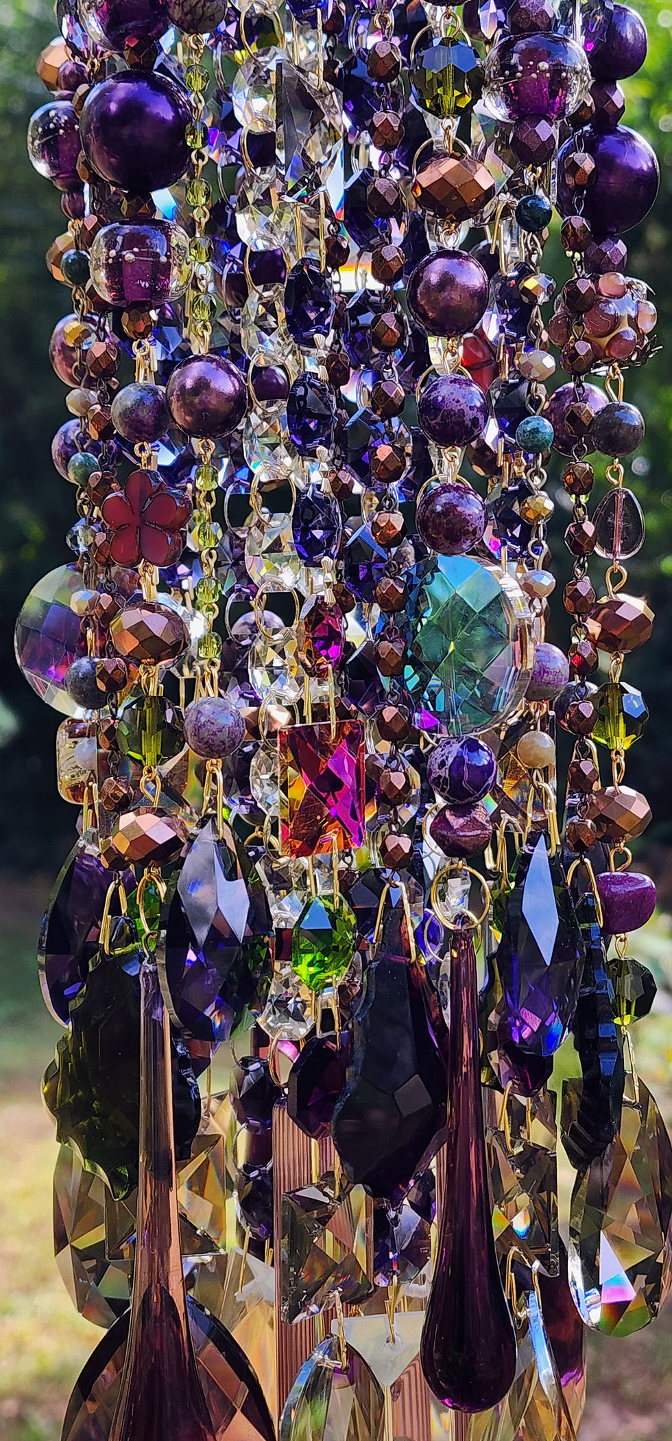 Thumbnail: Plum, Olive, Bronze Antique Crystal Wind Chime