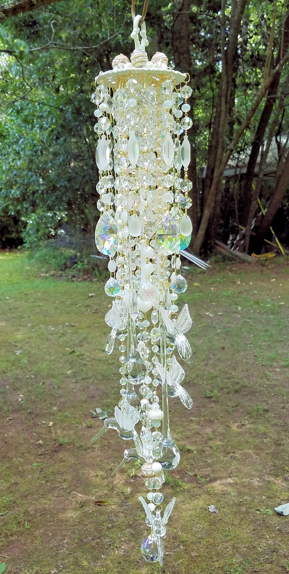 Thumbnail: White Hummingbirds Crystal Wind Chime