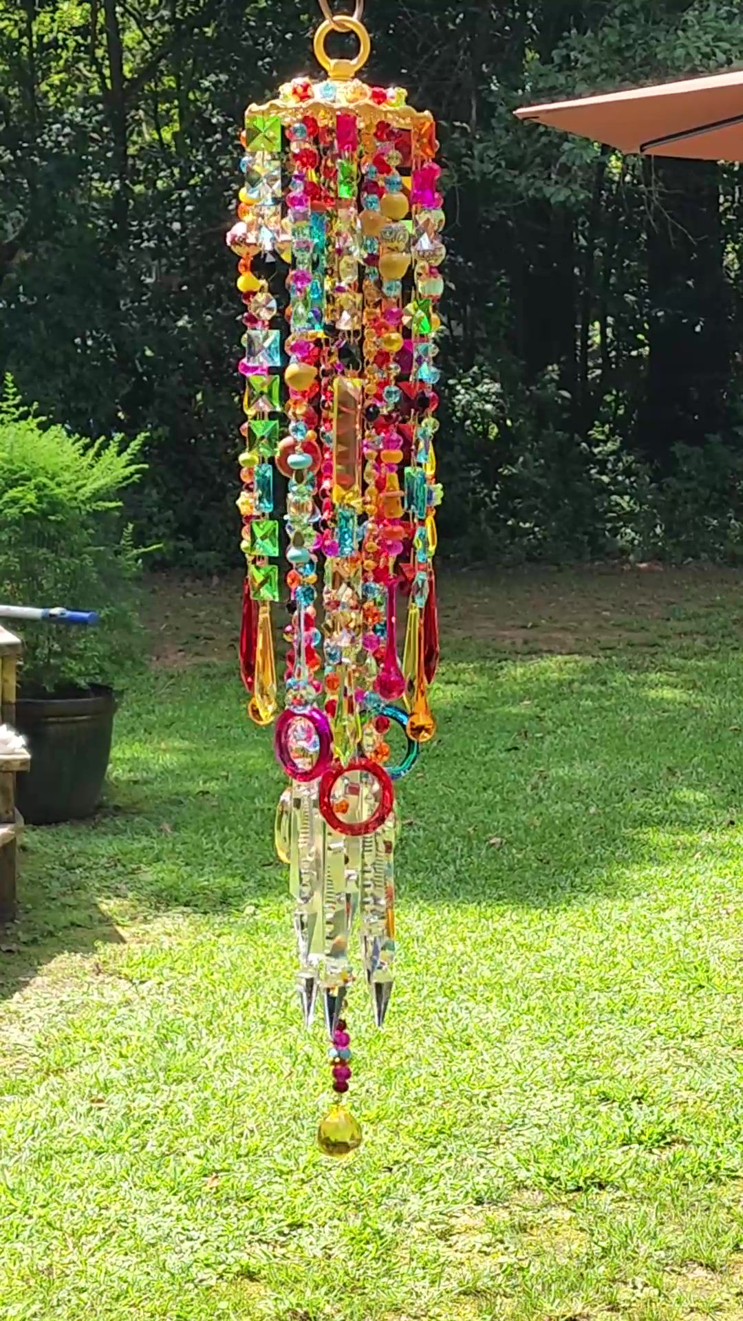 Whimsical Multicolor Antique Crystal Wind Chime