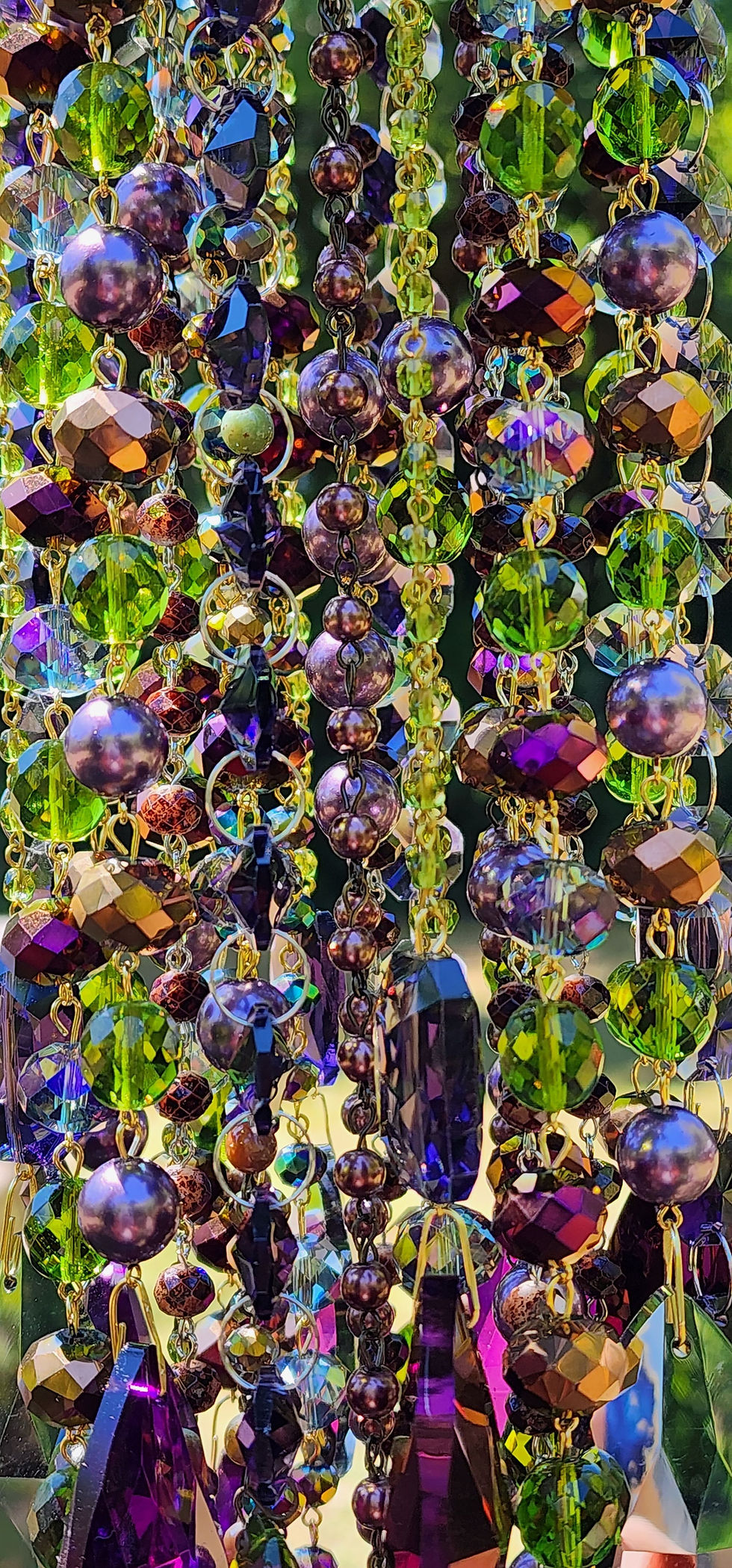 Thumbnail: Purple, Olive, Bronze Vintage Crystal Wind Chime