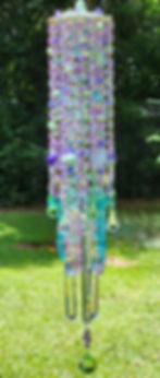 Thumbnail: Violet, Mint Green, Light Aqua, Aurora Borealis Antique Crystal Wind Chime