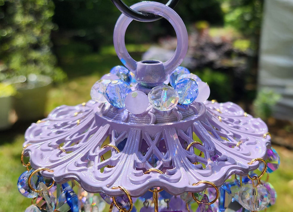 Thumbnail: Light Blue, Violet, and Aurora Borealis Antique Crystal Wind Chime