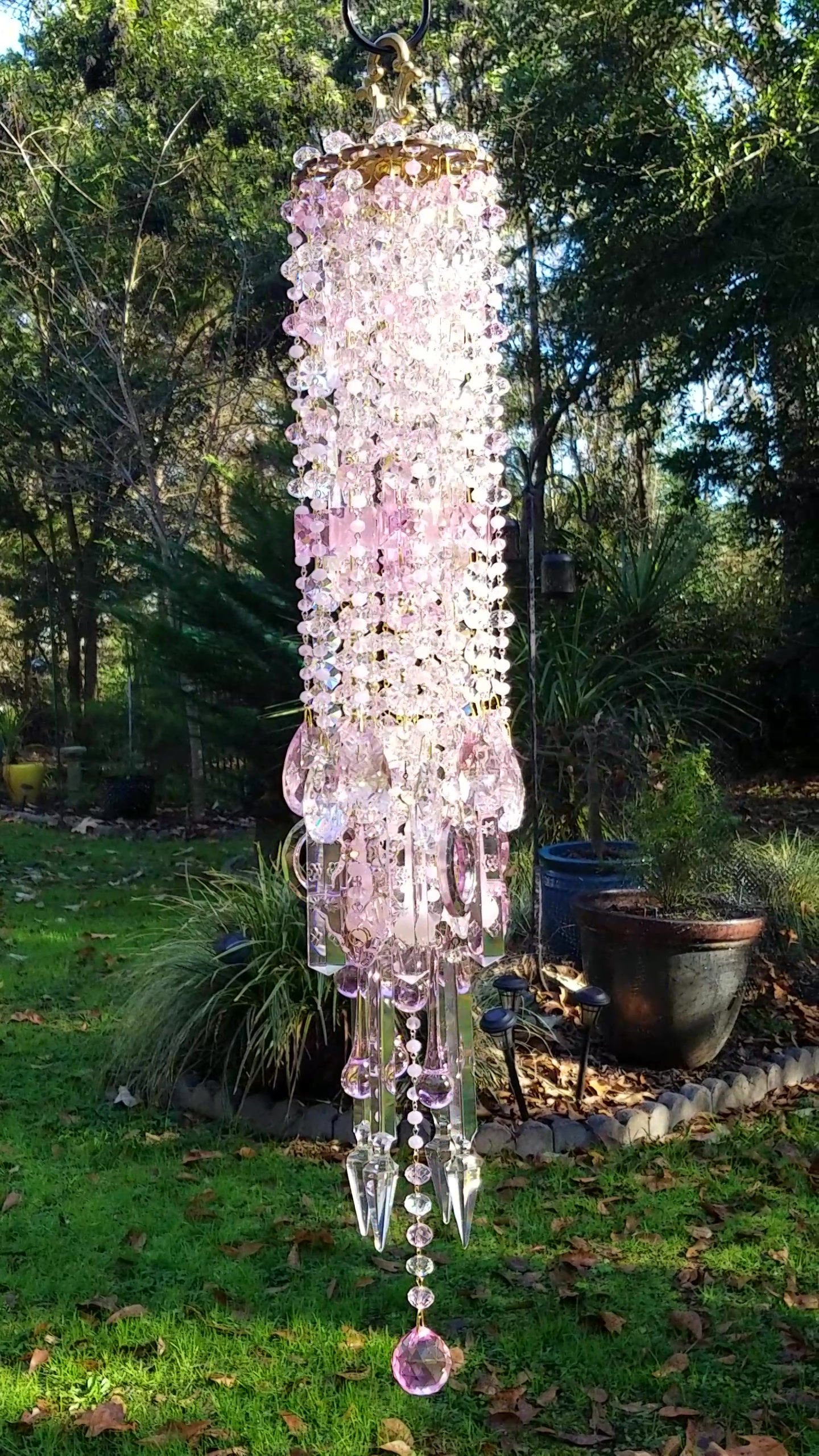 Pink Antique Crystal Wind Chime