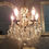 Thumbnail: Antique/Vintage Petite Five Light Brass and Crystal Chandelier