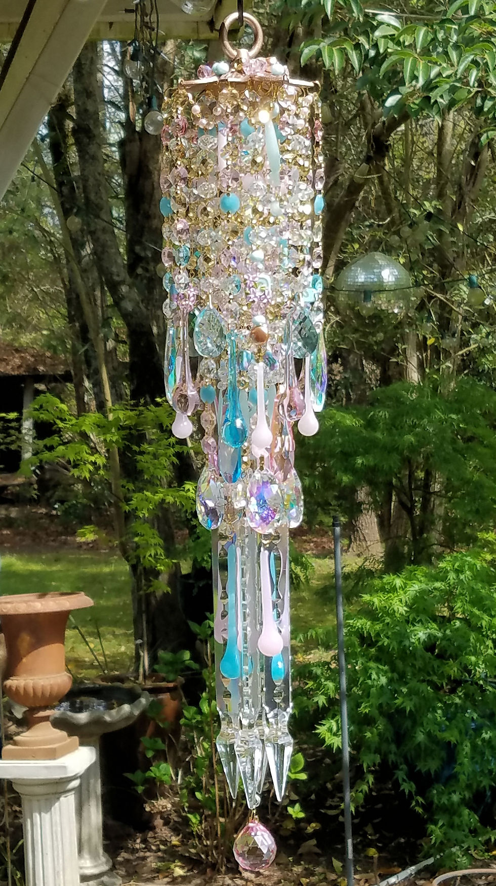 Thumbnail: Pink and Aqua Crystal Wind Chime
