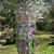 Spring Green and Violet Crystal Wind Chime with Butterflies