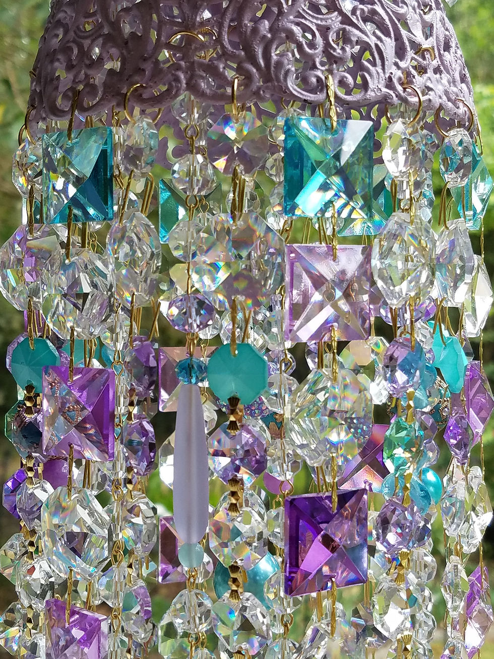 Thumbnail: Lilac and Aqua Antique Crystal Wind Chime
