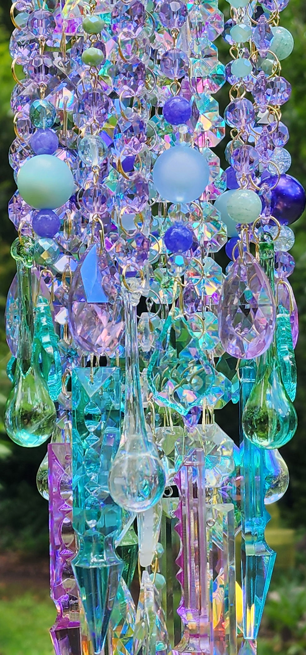 Thumbnail: Violet, Mint Green, Light Aqua, Aurora Borealis Antique Crystal Wind Chime