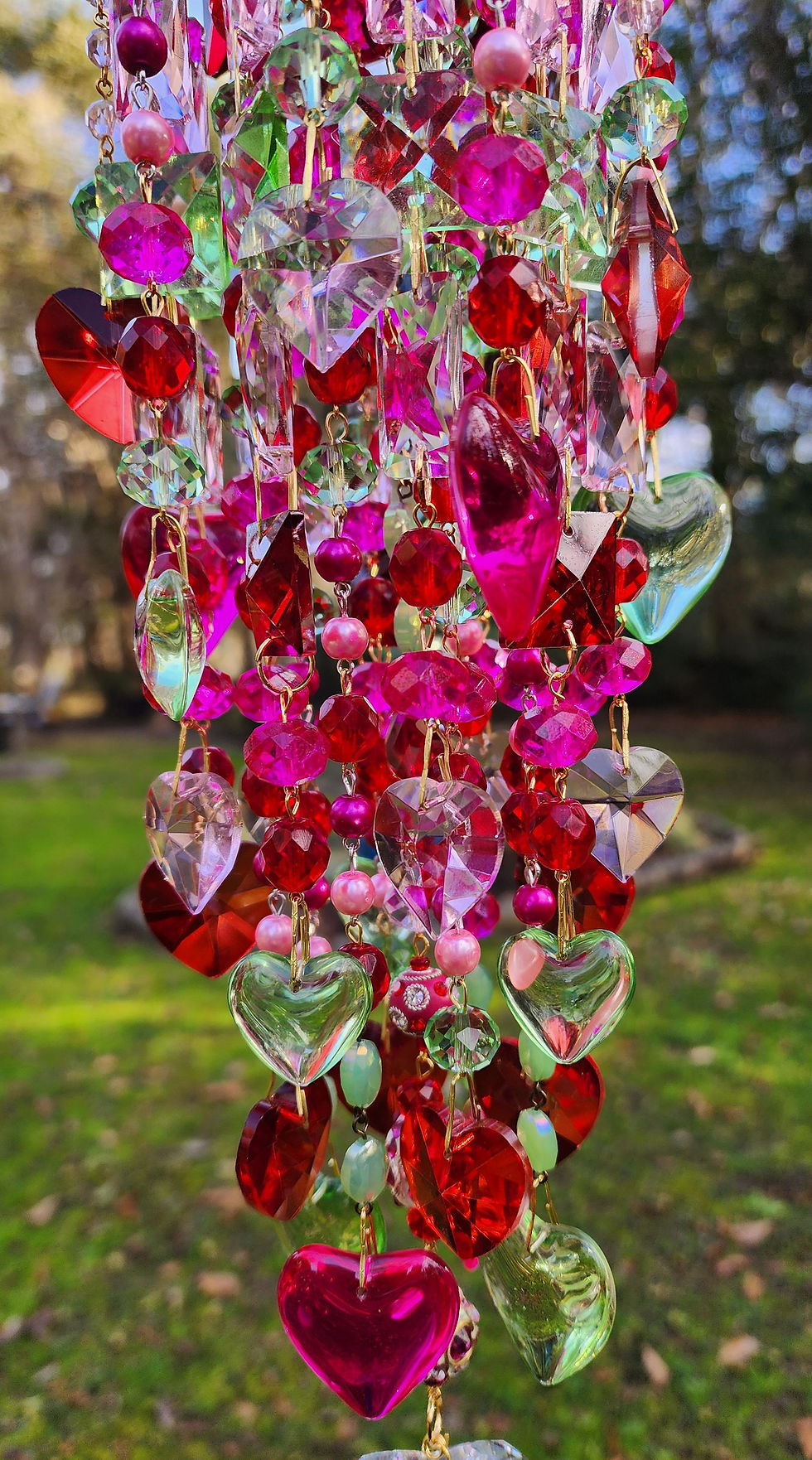 Thumbnail: Multicolor Hearts Crystal Wind Chime Sun Catcher