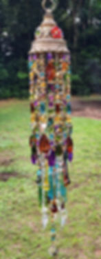 Thumbnail: SALE PENDING ~ Colorful Boho Antique Crystal Wind Chime