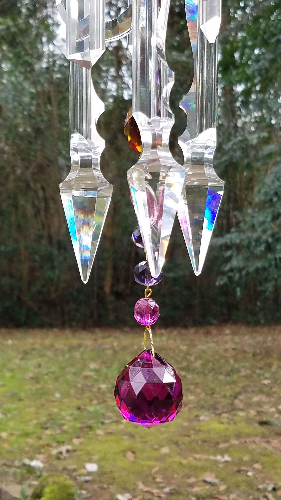 Thumbnail: Bohemian Purple, Magenta, and Amber Antique Crystal Wind Chime