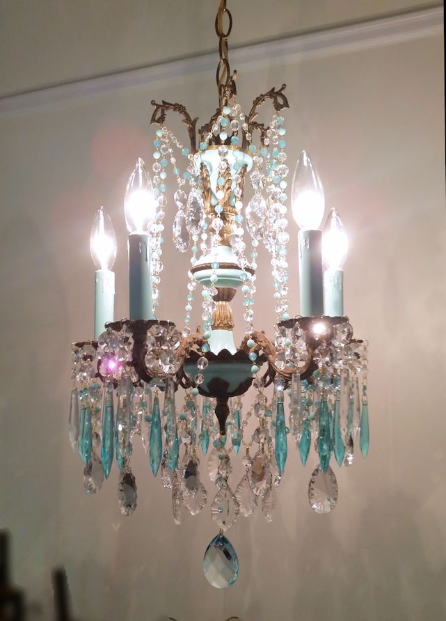 Thumbnail: Vintage Tiffany Blue French Chandelier