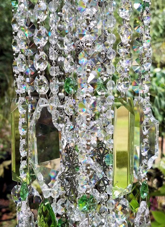 Thumbnail: Jeweled Silver and Green Crystal Wind Chime