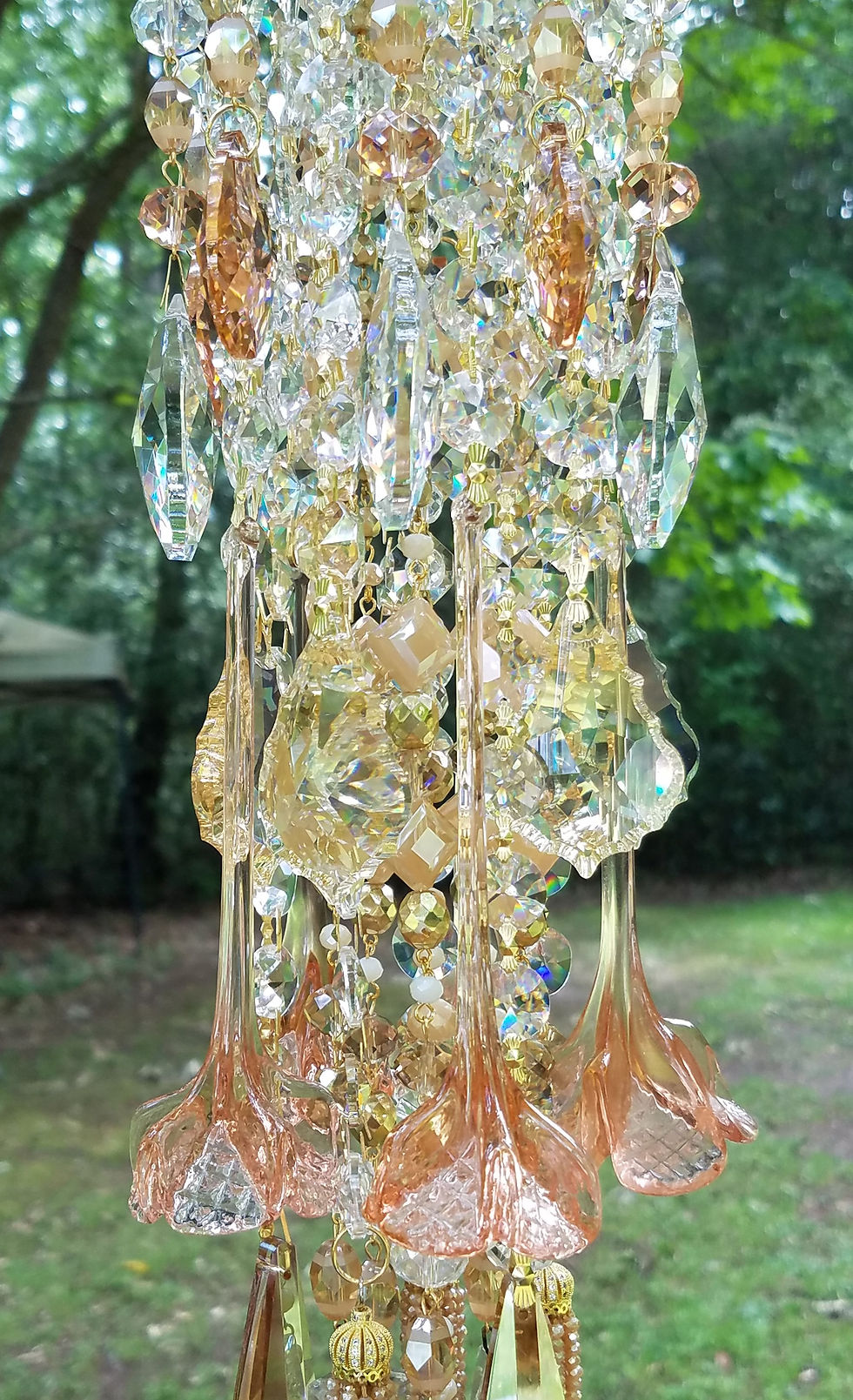 Thumbnail: Gold and Champagne Antique Crystal Wind Chime