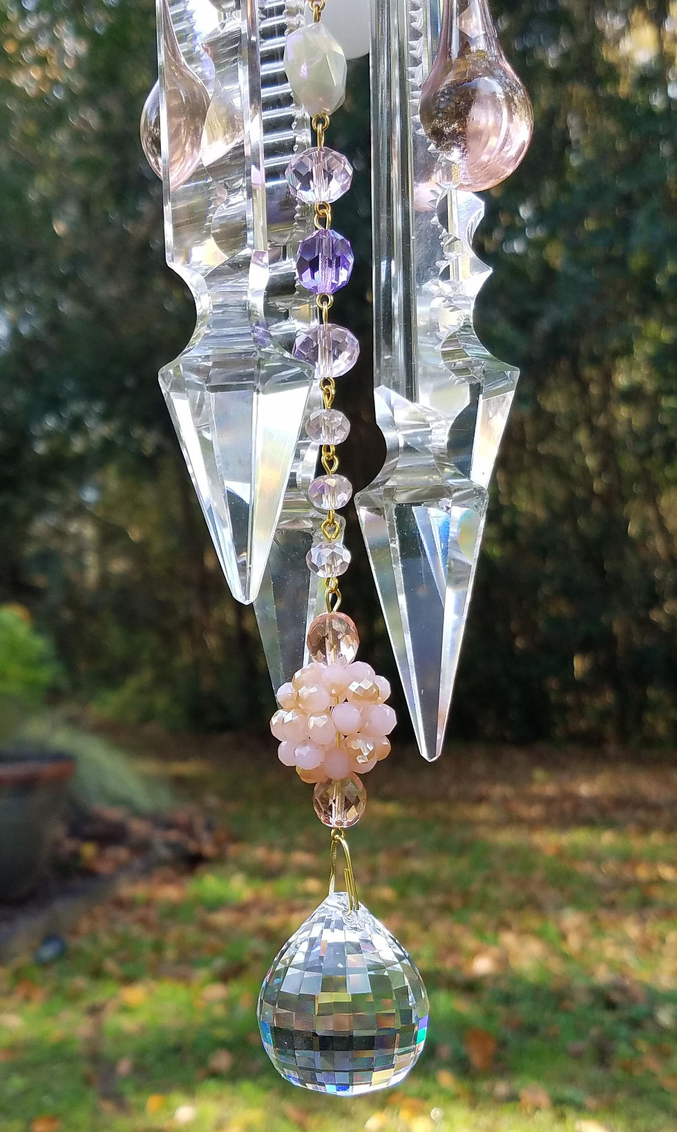 Thumbnail: Light Rose, Gold, Violet, White and Pink Antique Crystal Wind Chime