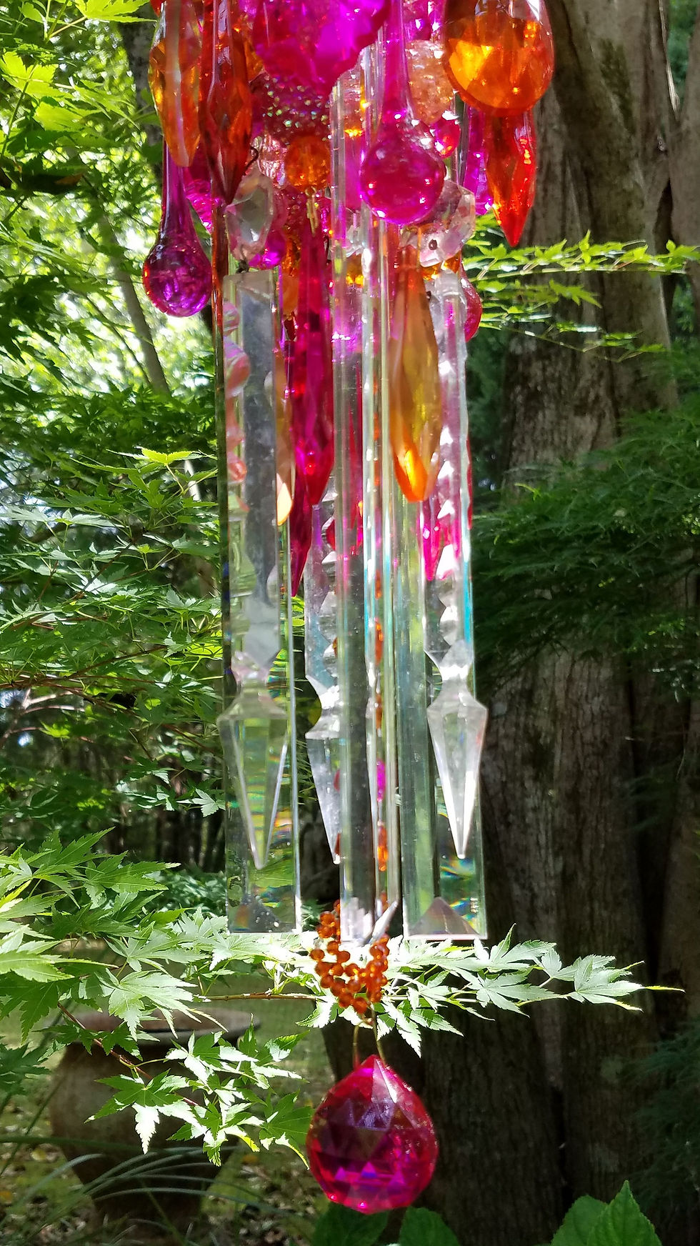 Thumbnail: Fuchsia and Orange Crystal Wind Chime