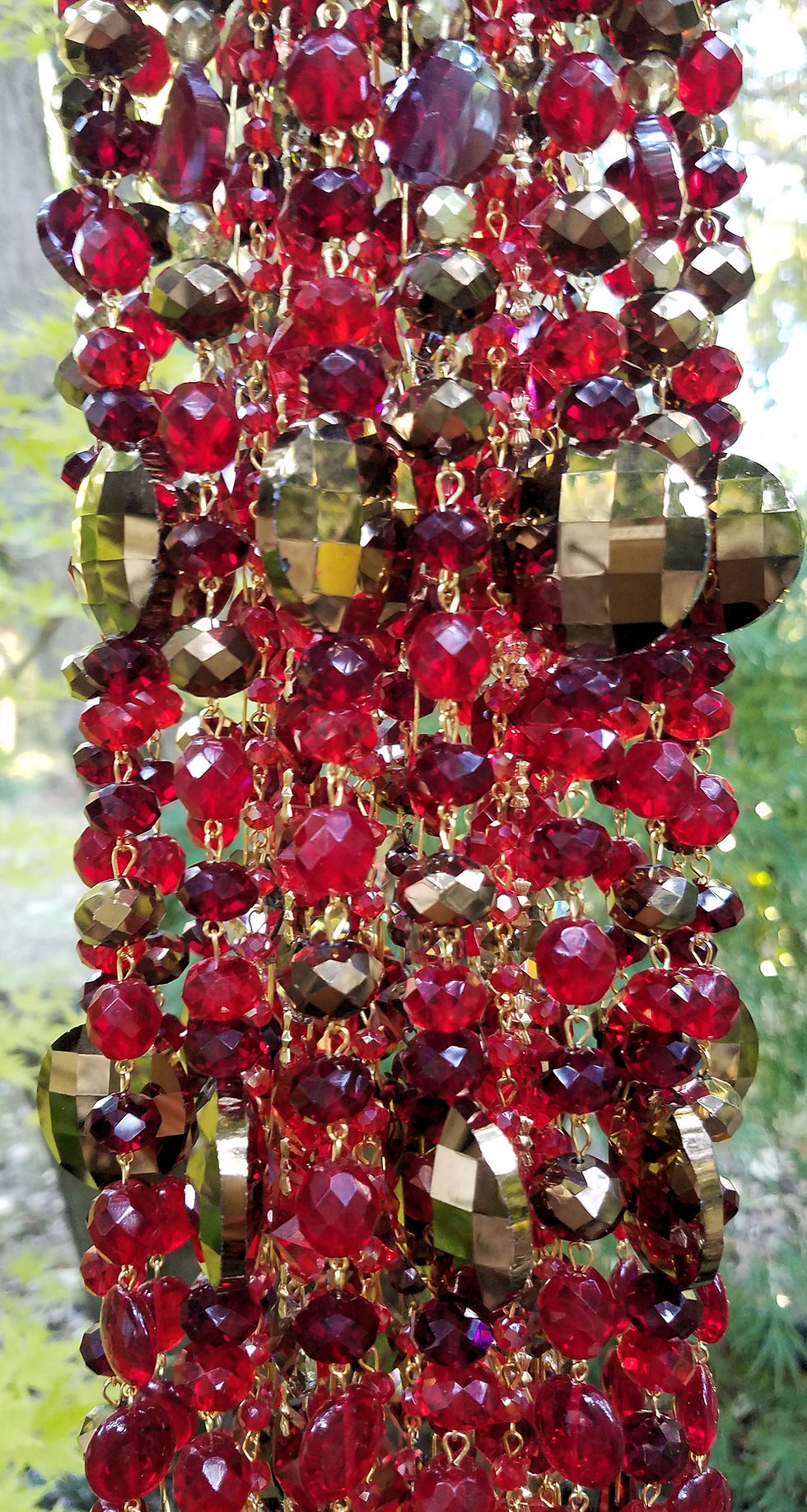 Thumbnail: Ruby Red and Coppery Bronze Antique Crystal Wind Chime