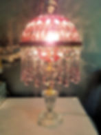 Thumbnail: Jewled Cranberry and Pink Crystal Lamp