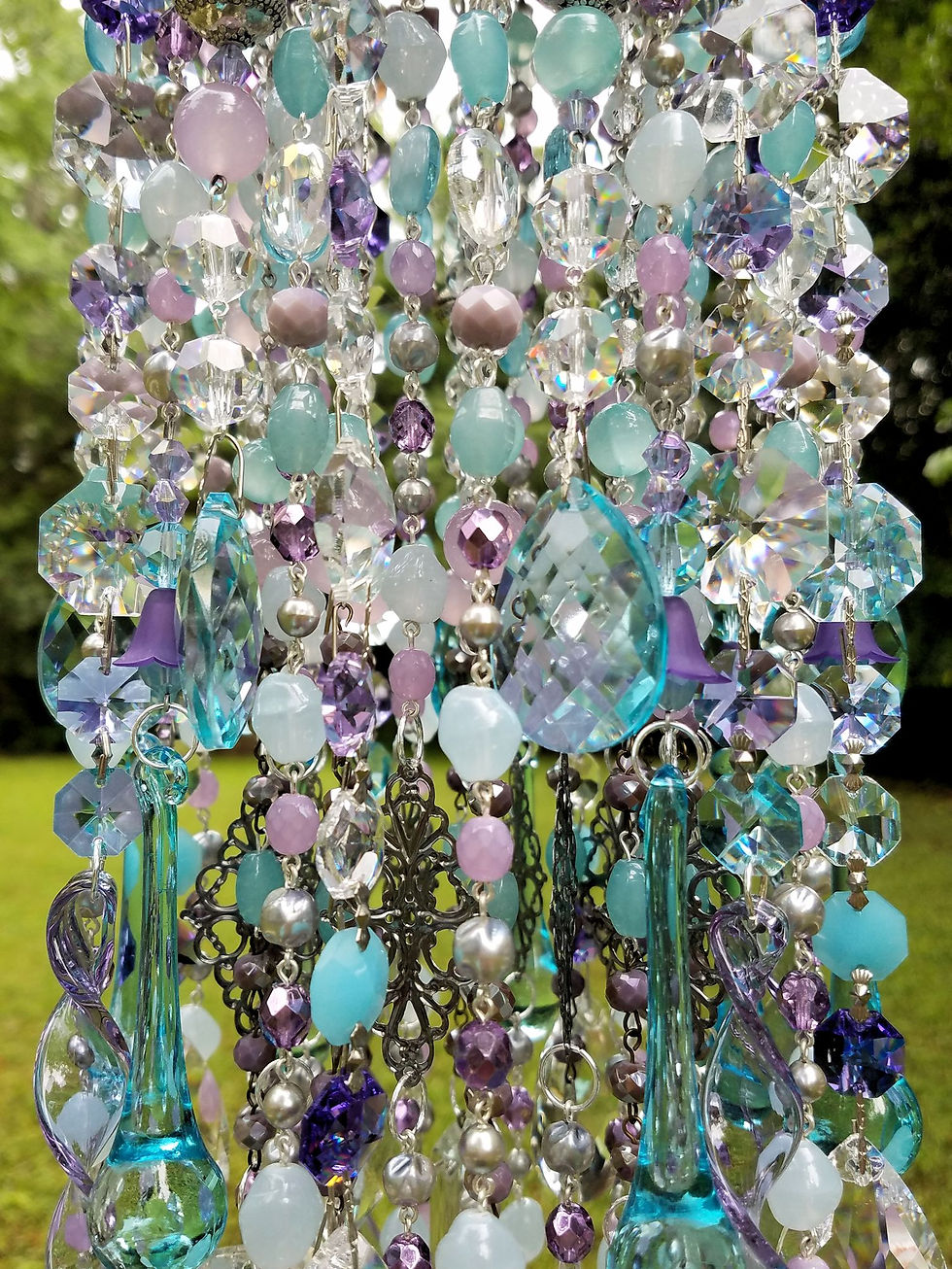 Thumbnail: Aqua and Lilac Antique Crystal Wind Chime