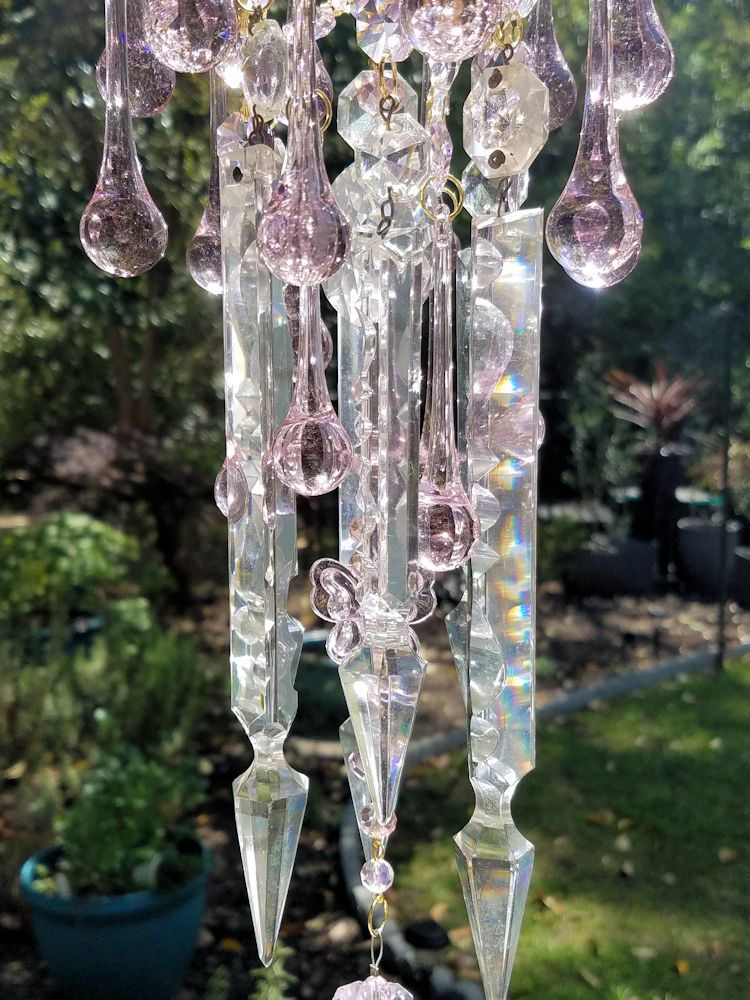 Thumbnail: Pink Waterfall Crystal Antique Wind Chime