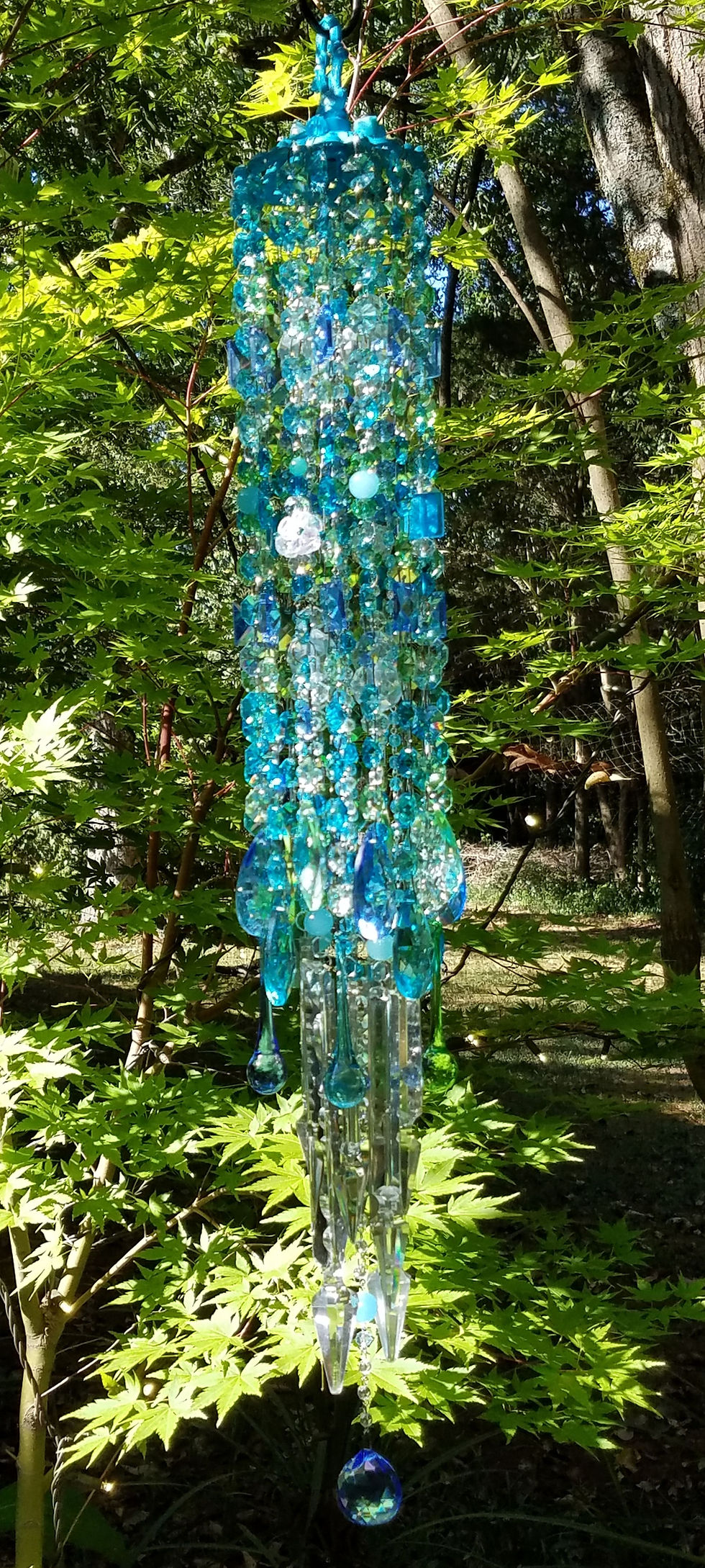 Thumbnail: Aqua, Blue and Green Antique Crystal Wind Chime Crystal