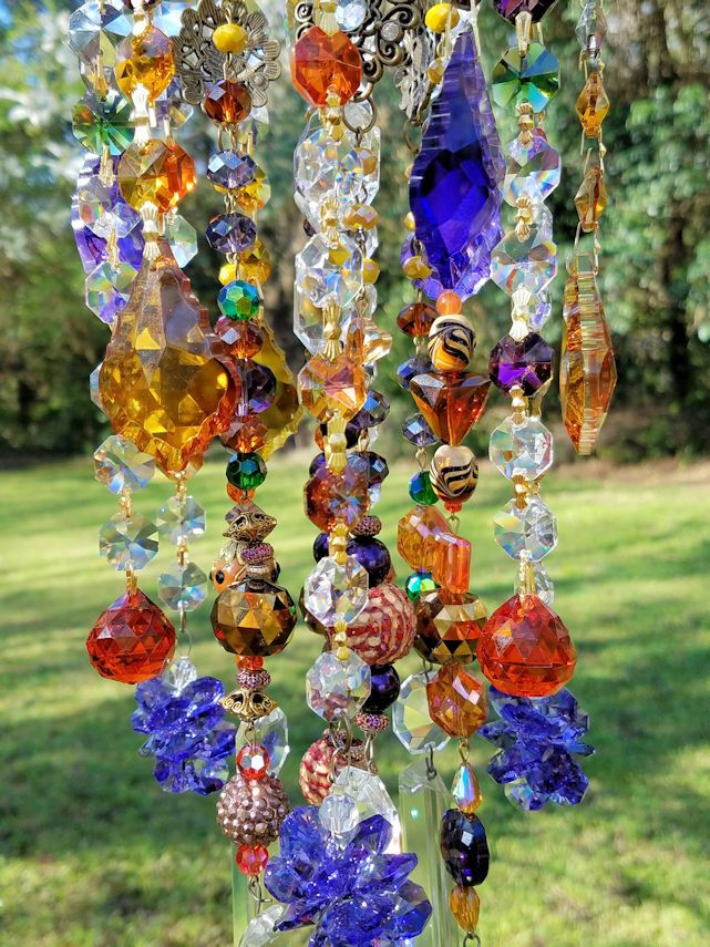 Thumbnail: Antique Jeweled Bohemian Crystal Wind Chime