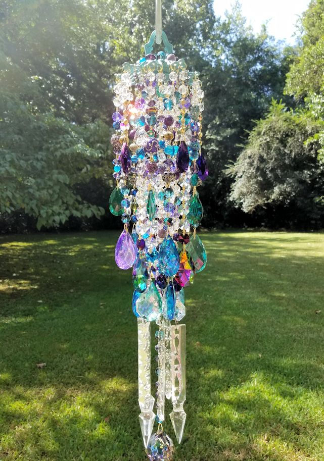 Teal and Purple Crystal Wind Chime
