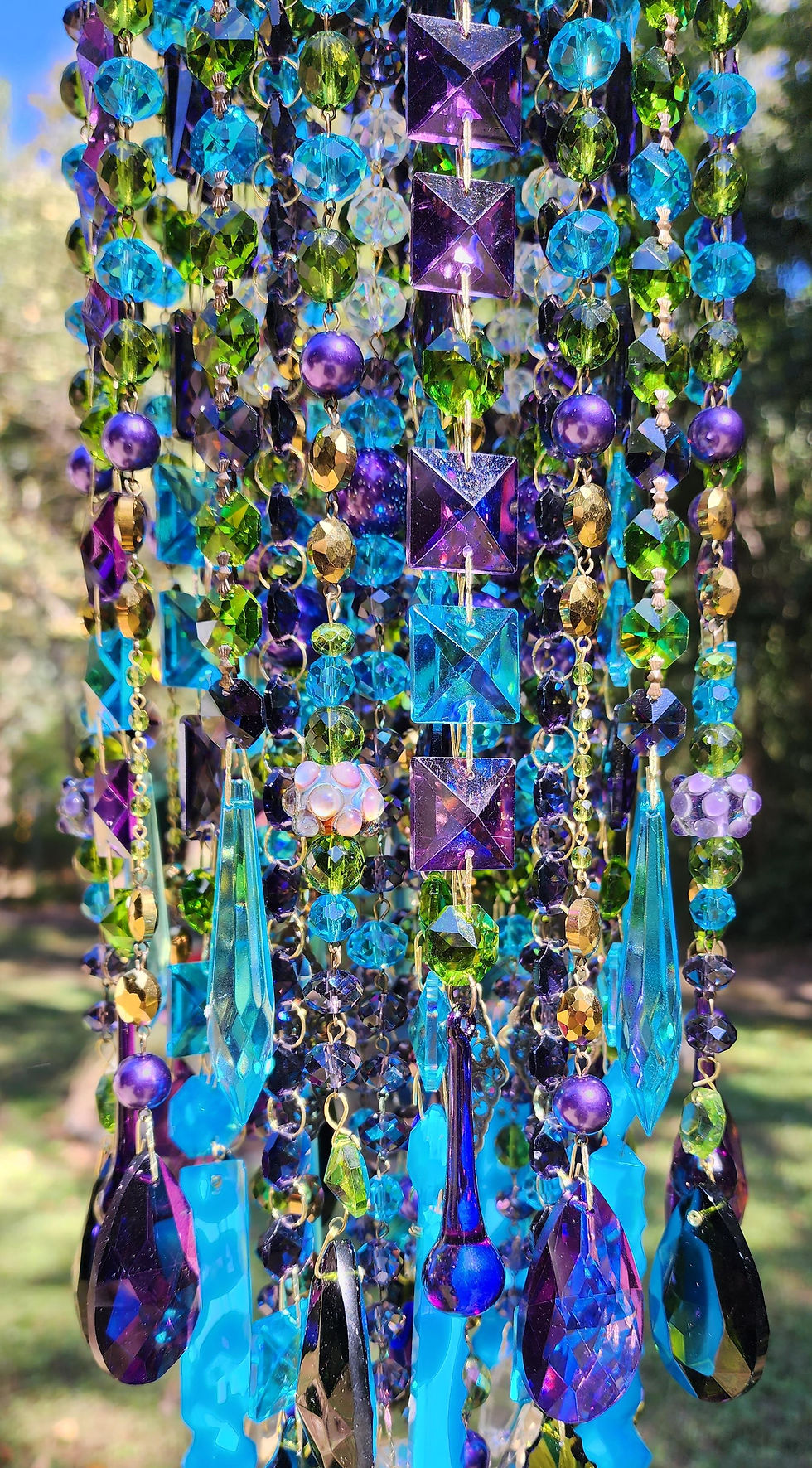 Thumbnail: Dark Purple, Turquoise and Olive Antique Crystal Wind Chime