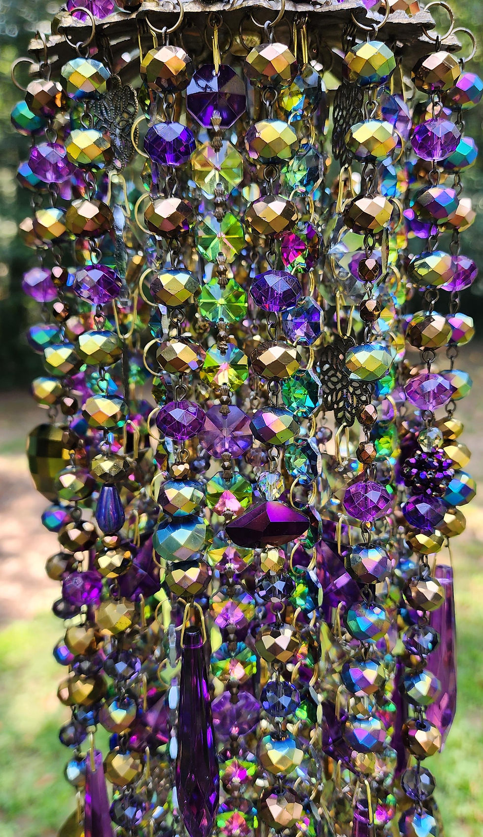Thumbnail: Vitrail and Purple Antique Crystal Wind Chime