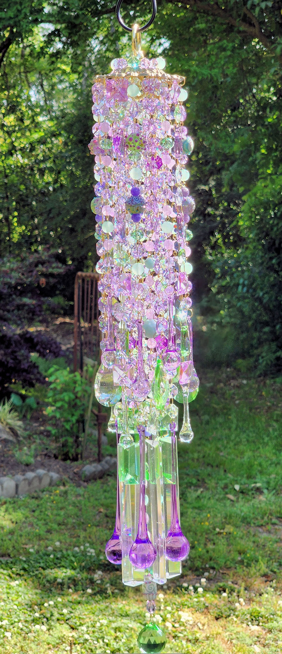 Thumbnail: Violet, Lilac and Spring Green Vintage Crystal Wind Chime