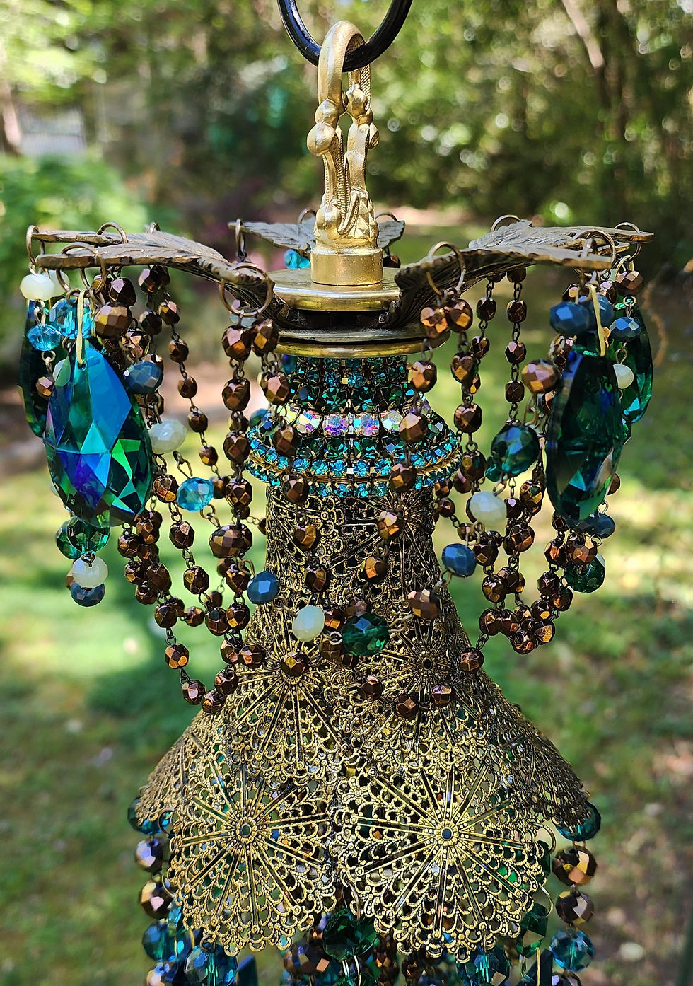Thumbnail: Teal and Emerald Boho Crystal Wind Chime