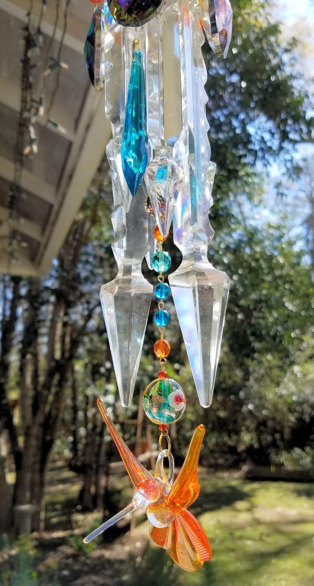 Thumbnail: Turquoise and Orange Antique Crystal Wind Chime
