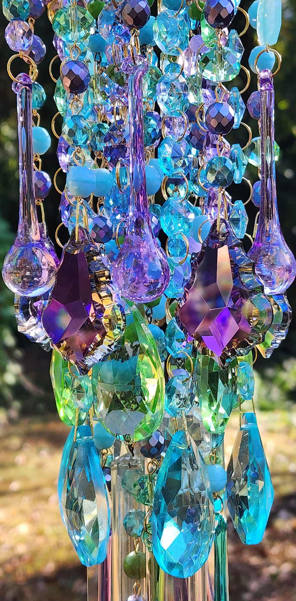 Thumbnail: Aquamarine, Lilac, Violet, and Green Antique Crystal Wind Chime