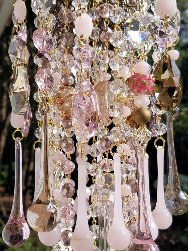 Thumbnail: Pink and Gold Antique Crystal Wind Chime