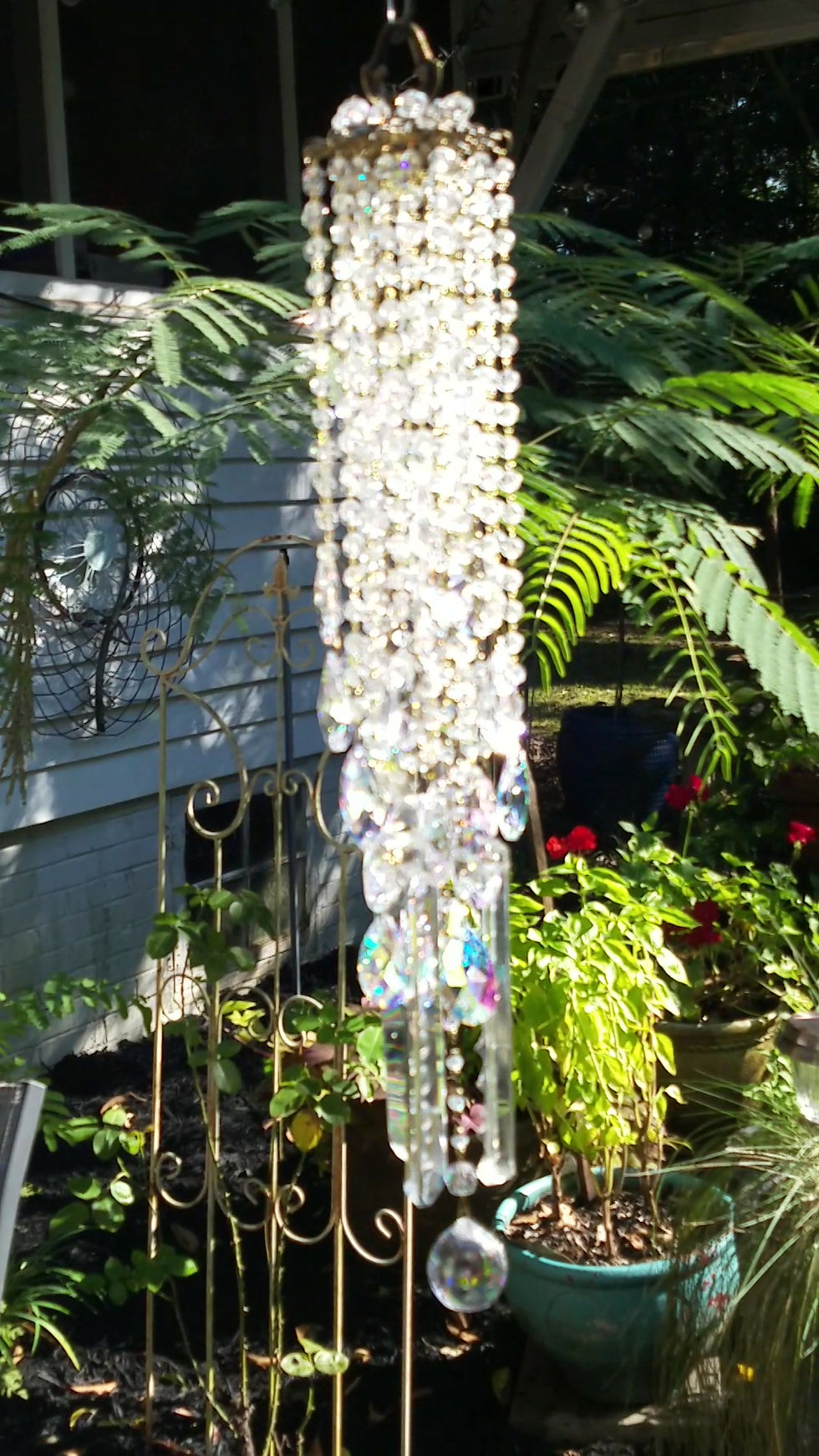 Clear and Aurora Borealis Antique Crystal Wind Chime