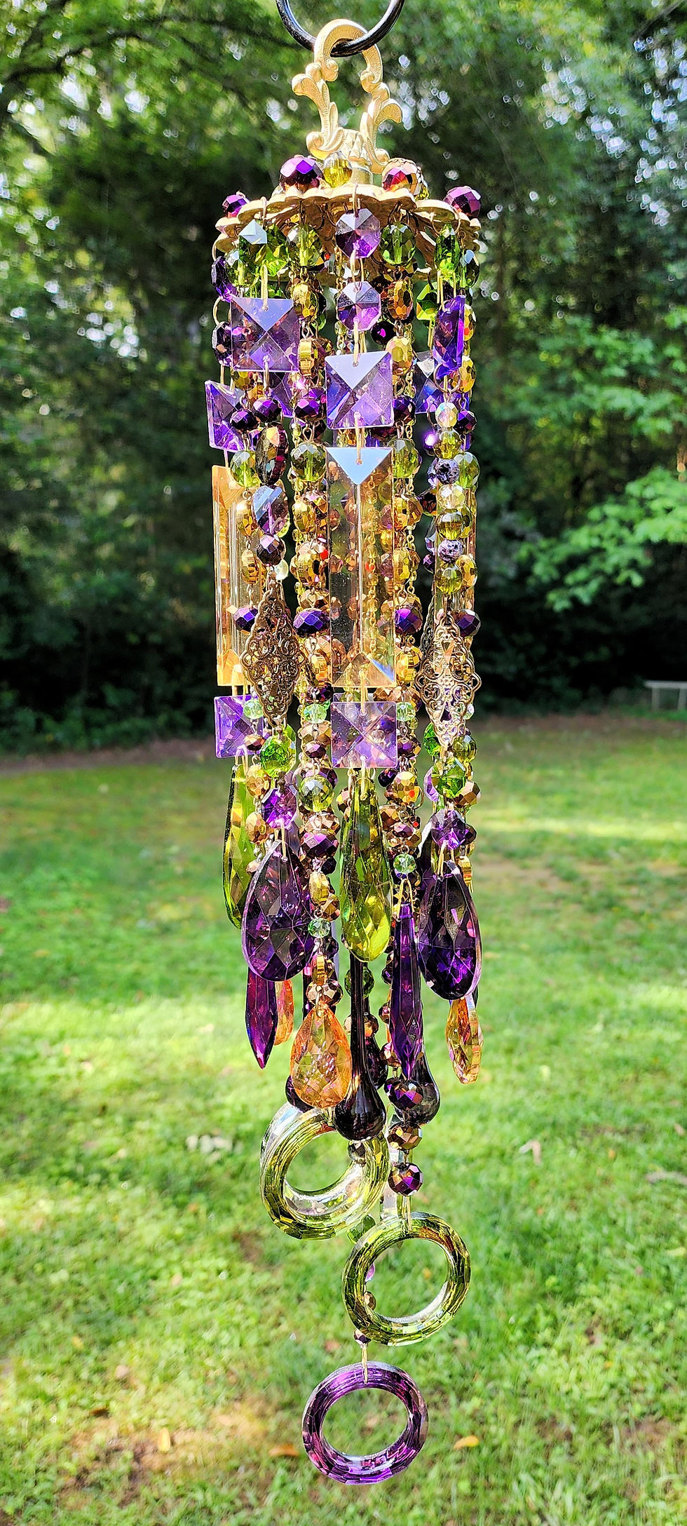 Thumbnail: Bohemian Purple, Olive, Bronze, and Gold Crystal Wind Chime