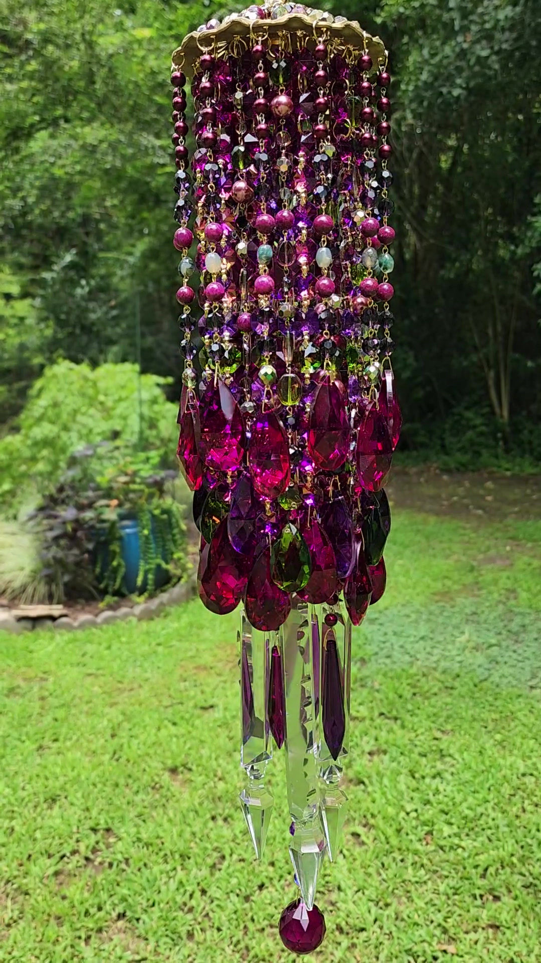 Magenta and Burgundy Antique Crystal Wind Chime